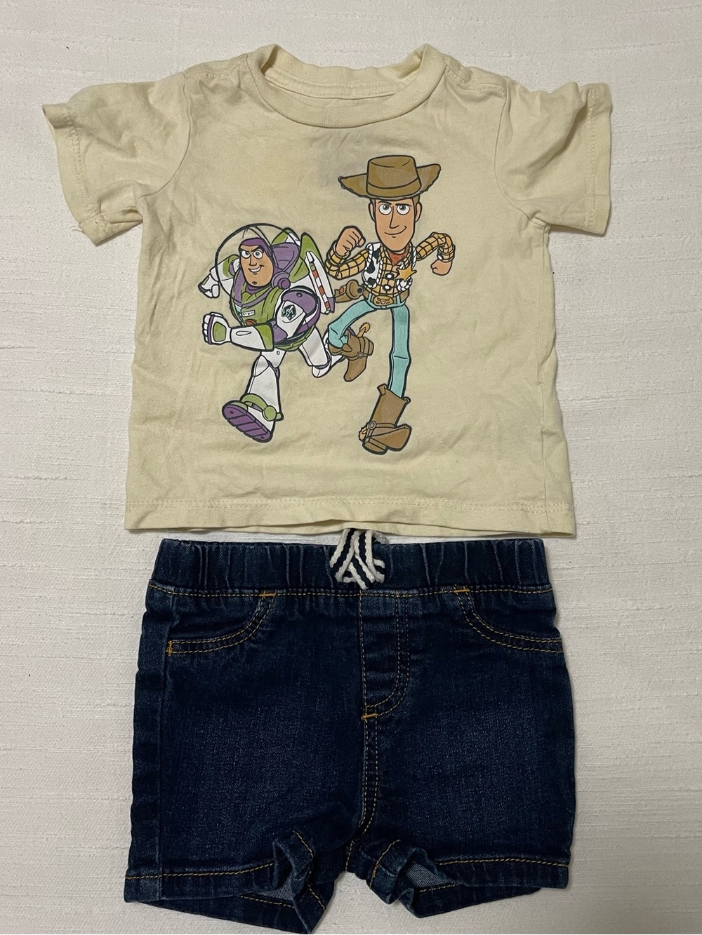 Disney Toy Story Cream Graphic Tee Outfit for Kids